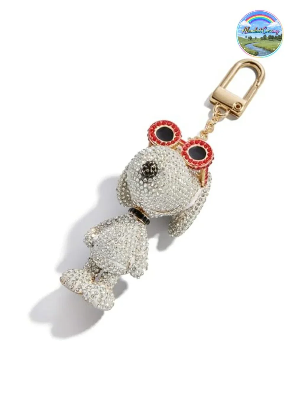 Crystal Enamel Snoopy Bag Charm Keychain 3D